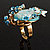 Exquisite Flower And Butterfly Cocktail Ring (Gold And Light Blue) - view 7
