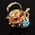 Exquisite Flower And Butterfly Cocktail Ring (Gold And Light Blue) - view 4