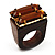 Amber Coloured Acrylic Wood Boho Ring (Dark Brown)