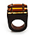 Amber Coloured Acrylic Wood Boho Ring (Dark Brown) - view 2