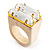 Clear Acrylic Wood Boho Ring (Cream) - view 1