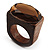 Amber-Coloured Oval Glass Wooden Ring (Brown)