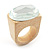 Clear Crystal Oval Glass Wooden Ring (Cream) - view 2