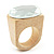 Clear Crystal Oval Glass Wooden Ring (Cream) - view 6