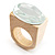 Clear Crystal Oval Glass Wooden Ring (Cream) - view 7