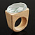 Clear Crystal Oval Glass Wooden Ring (Cream) - view 9