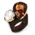 Acrylic Wooden Boho Style Fashion Ring (Clear & Amber Coloured)