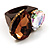 Acrylic Wooden Boho Style Fashion Ring (Clear & Amber Coloured) - view 4