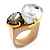 Acrylic Wooden Boho Style Fashion Ring (Clear&Cream) - view 2