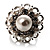 White Faux Pearl Crystal Dome Shape Ring (Silver Tone) - view 2