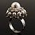 White Faux Pearl Crystal Dome Shape Ring (Silver Tone) - view 6