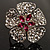 Silver Tone Diamante Flower Cocktail Ring (Clear & Fuchsia) - view 5