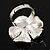 Silver Tone Diamante Flower Cocktail Ring (Clear & Fuchsia) - view 8