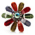 Large Multicoloured Acrylic Daisy Cocktail Ring (Silver Tone) - view 4