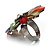 Large Multicoloured Acrylic Daisy Cocktail Ring (Silver Tone) - view 8