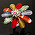 Large Multicoloured Acrylic Daisy Cocktail Ring (Silver Tone) - view 6