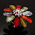Large Multicoloured Acrylic Daisy Cocktail Ring (Silver Tone) - view 2