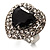 Jet-Black CZ Heart Cocktail Ring (Silver Tone) - view 5