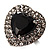Jet-Black CZ Heart Cocktail Ring (Silver Tone) - view 3