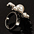 Delicate Imitation Pearl Crystal Floral Ring (Silver Tone) - view 10