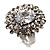 Clear Oval-Cut Cz Crystal Cocktail Ring (Silver Tone) - view 6