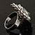 Clear Oval-Cut Cz Crystal Cocktail Ring (Silver Tone) - view 10