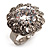 Clear Round-Cut CZ Flower Ring (Silver Tone) - view 2