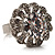 Clear Round-Cut CZ Flower Ring (Silver Tone) - view 6