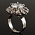Clear Round-Cut CZ Flower Ring (Silver Tone) - view 9