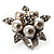 Bridal Snow White Faux Pearl Crystal Flower Ring (Silver Tone) - view 6