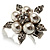 Bridal Snow White Faux Pearl Crystal Flower Ring (Silver Tone) - view 8