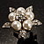 Bridal Snow White Faux Pearl Crystal Flower Ring (Silver Tone) - view 2
