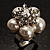 Snow White Faux Pearl Diamante Flower Ring (Silver Tone) - view 4
