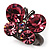 Small Pink Crystal Butterfly Ring (Black Tone) - view 2