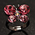 Small Pink Crystal Butterfly Ring (Black Tone) - view 3