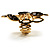 Gold Tone Elongate Crystal Vintage Cocktail Ring - view 3
