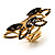 Gold Tone Elongate Crystal Vintage Cocktail Ring - view 7