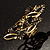 Gold Tone Elongate Crystal Vintage Cocktail Ring - view 5