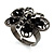 Charming Jet Black Diamante Butterfly Ring - view 4