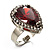 Pear-Cut Hot Red CZ Diamante Fashion Ring (Silver-Tone) - view 2