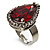 Pear-Cut Hot Red CZ Diamante Fashion Ring (Silver-Tone) - view 4