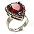 Pear-Cut Hot Red CZ Diamante Fashion Ring (Silver-Tone) - view 5