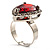 Pear-Cut Hot Red CZ Diamante Fashion Ring (Silver-Tone) - view 6