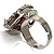 Pear-Cut Hot Red CZ Diamante Fashion Ring (Silver-Tone) - view 9
