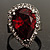 Pear-Cut Hot Red CZ Diamante Fashion Ring (Silver-Tone) - view 12