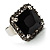 Princess-Cut Jet Black CZ Fashion Ring (Silver-Tone) - view 2