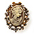 Vintage Filigree Cameo CZ Ring (Burnised Gold Tone) - view 3