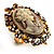 Vintage Filigree Cameo CZ Ring (Burnised Gold Tone) - view 4