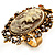Vintage Filigree Cameo CZ Ring (Burnised Gold Tone) - view 6