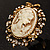 Vintage Filigree Cameo CZ Ring (Burnised Gold Tone) - view 2